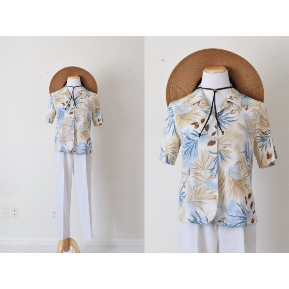 Vintage Floral 90s‎ Button Down Floral Rayon/Linen Blouse size 8